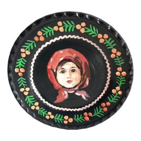 Farfurie decorativa rustica din ceramica de Marginea pictata manual, 20 cm