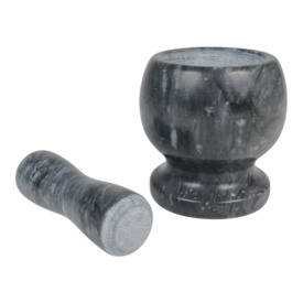 Mojar din piatra naturala neagra, cu pistil, ideal pentru condimente, usturoi, pesto, 11cm