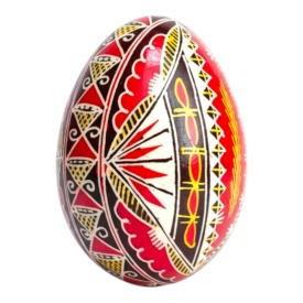 Ou de gasca, incondeiat, rosu, traditional Bucovina – decor pascal handmade 10 cm