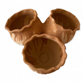 Set 3 ghivece din ceramica, lipite, de gradina,ceramica naturala, pentru terasa si exterior