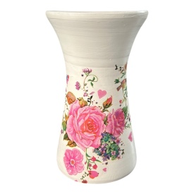 Vaza alba cu trandafir roz
