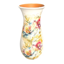 Vază de flori din ceramică Marginea cu model floral colorat – 30 cm