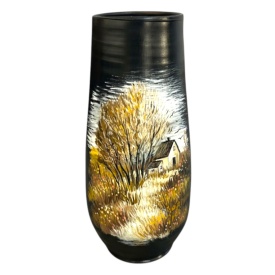 Vaza unicat ceramica – pictata manual, piesa decorativa mare pentru casa, 44 cm