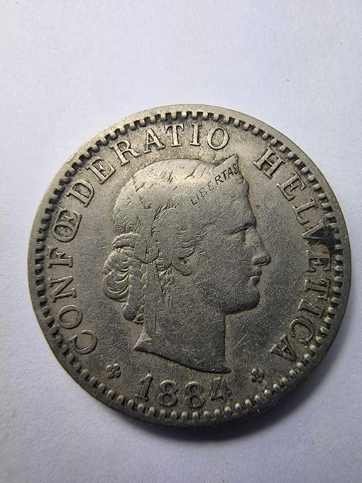 20 Rappen Elveția 1884 – Confederația Elvețiană