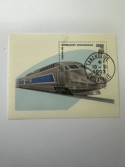 Bloc filatelic Madagascar 1993 – Tren de mare viteză – 2000 FMG