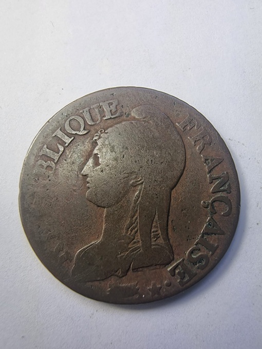 Monedă Franța – 5 Centimes – L’An 8 (1799–1800) – Atelier BB Strasbourg – Prima Republică