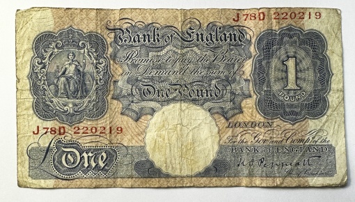 One Pound 1940 - Bank of England - emisa in timpul Regelui George VI