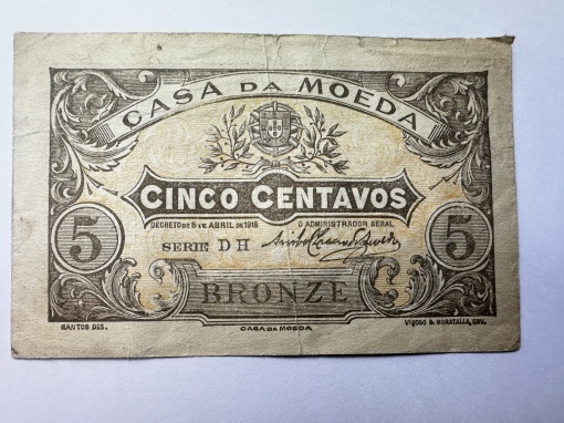 Portugalia – 5 Centavos 1918, Casa da Moeda