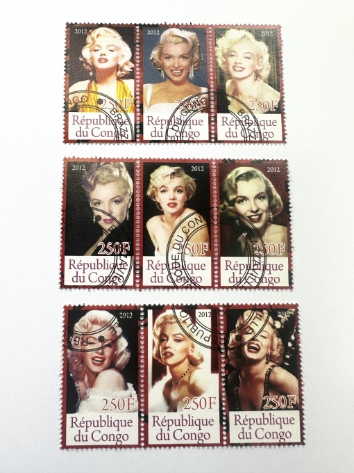 Set timbre Republica Congo 2012 – Marilyn Monroe (9 timbre)