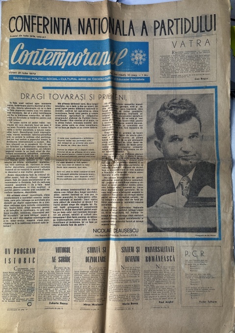 „Contemporanul”, ediția de vineri, 21 iulie 1972