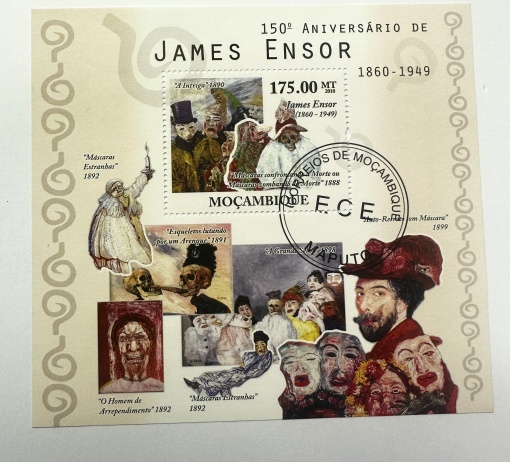 Bloc filatelic Mozambique 2010 – 150 ani de la nașterea lui James Ensor (175 MT)