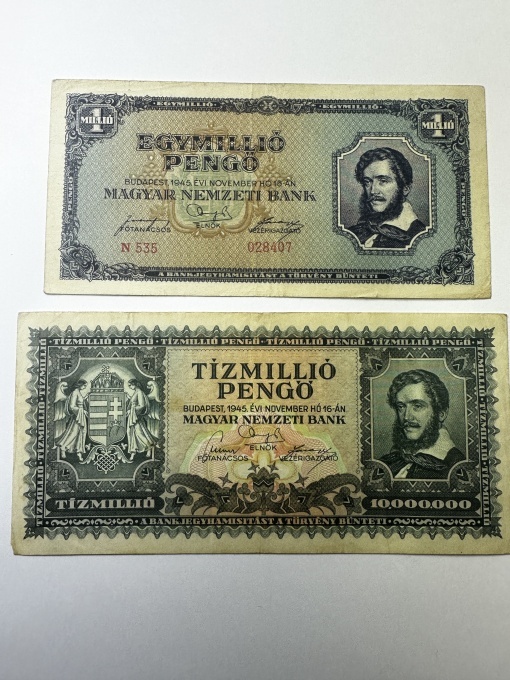 Set 2 bancnote Ungaria – Hiperinflație 1945