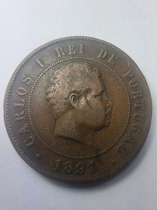 🇵🇹 20 Réis 1891 – Portugalia, Regele Carlos I (Carlos I Rei de Portugal)