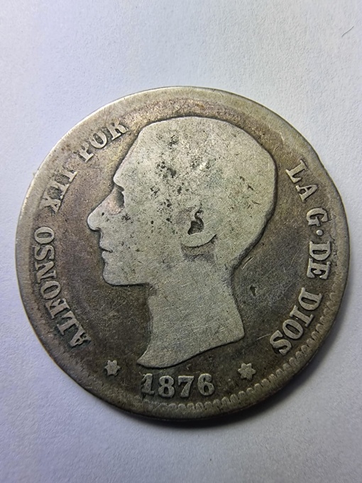 1 Pesetă Argint Spania 1876 – Regele Alfonso XII