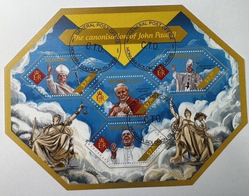 Bloc filatelic Insulele Solomon 2014 – Canonizarea Papei Ioan Paul al II-lea