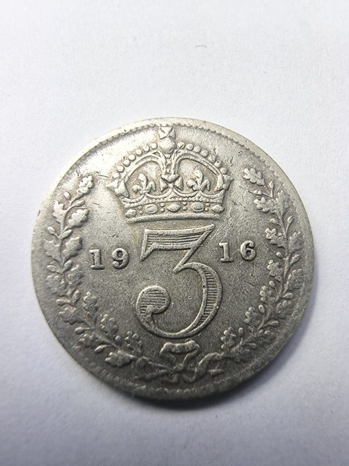 Regatul Unit - George V - 3 Pence 1916 - Argint 0.925