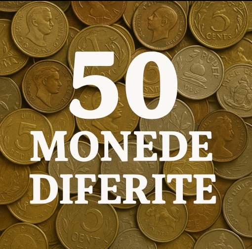 ✨ Lot 50 de monede diferite – ideal pentru micii colecționari ✨