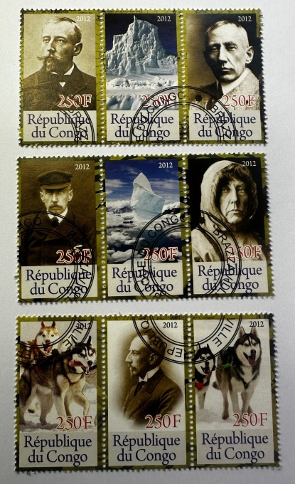 Timbre Republica Congo 2012 – Exploratori Polari și Expediții în Arctica