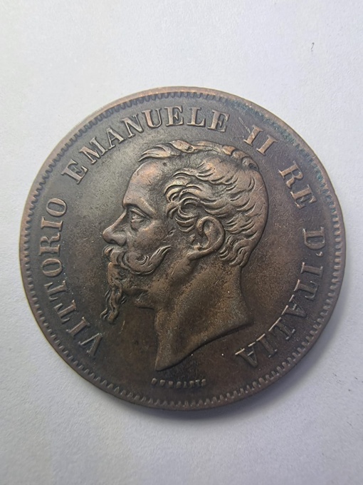 🇮🇹 5 Centesimi 1861 – Italia, Vittorio Emanuele II