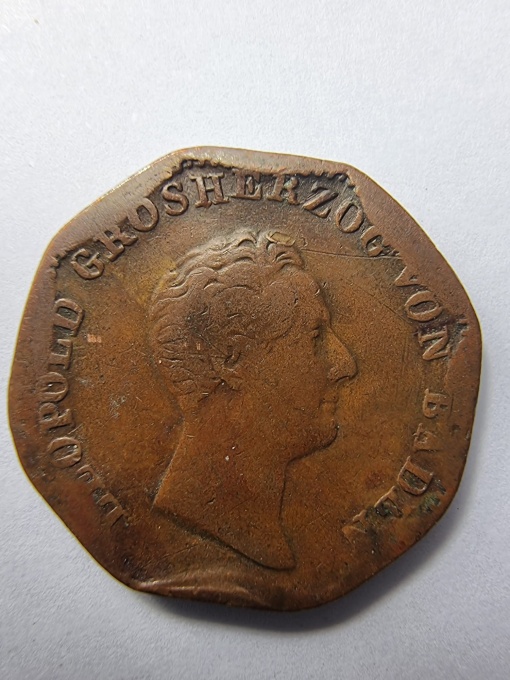 🪙 1 Kreuzer 1838 – Leopold I, Mare Duce de Baden
