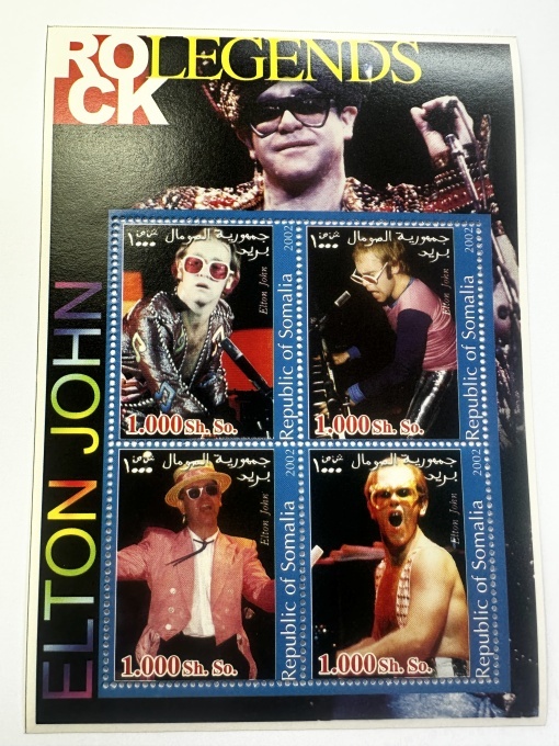 Bloc Filatelic (Coliță) Somalia – Elton John (2002)
