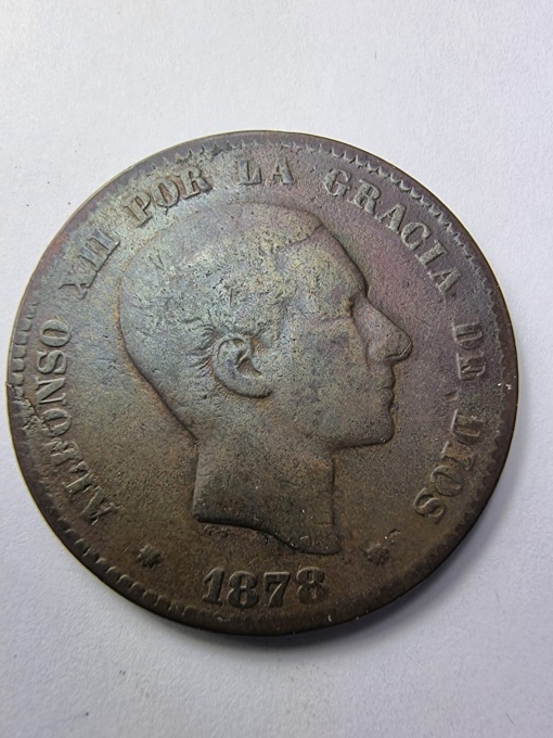 Spania – 10 Céntimos 1878 – Regele Alfonso XII