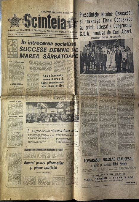 Ziarul „Scînteia” – 16 august 1975 (Anul XLV, Nr. 10 260, 6 pagini