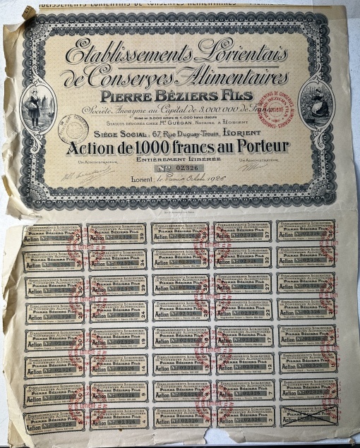 1905- Établissements Lorientais de Conserves Alimentaires – Pierre Béziers Fils - Franta