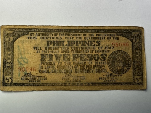 Bancnota rară Filipine WWII – Emergency Currency 1942
