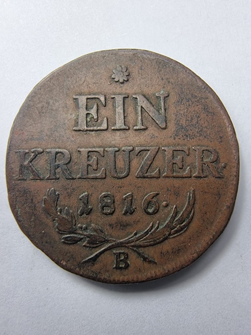 1 Kreuzer 1816 B – Împărat Franz I al Austriei – Imperiul Austriac
