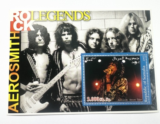 Bloc Filatelic (Coliță) Somalia – Aerosmith / Steven Tyler (2002)