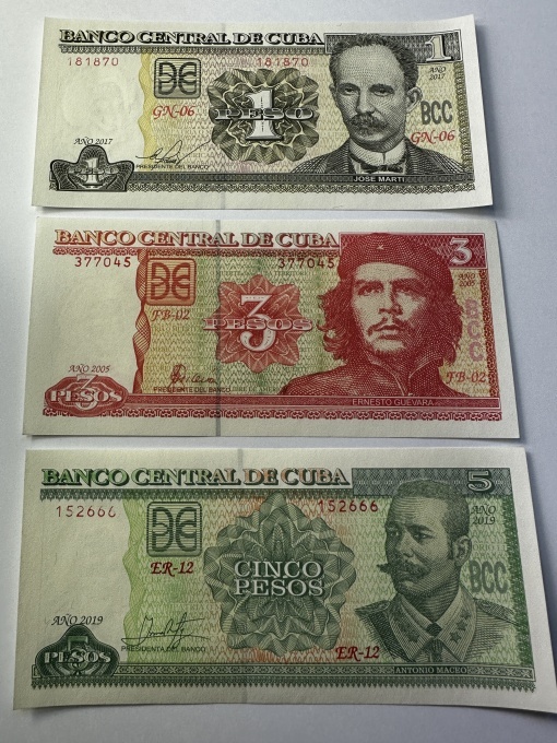 Set Bancnote Cuba - 1/3/5 Pesos