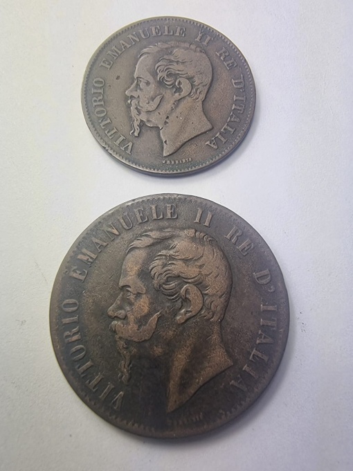🇮🇹 5 & 10 Centesimi 1867 – Regatul Italiei, Vittorio Emanuele II