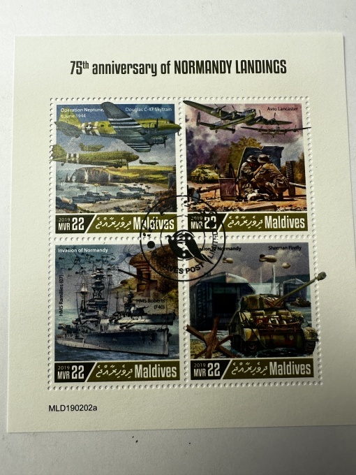 Bloc filatelic Maldive 2019 – 75 de ani de la Debarcarea din Normandia (D-Day)