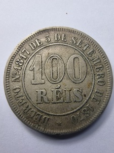 🪙 Brazilia Imperială – 100 Réis 1881 - Pedro II - Img 2