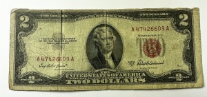 2 Dolari SUA, seria 1953 A (Red Seal Note). - Img 1
