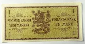 Bancnota Finlanda - 1 Markka 1963 - Img 2