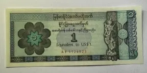 Bancnota Myanmar - 1 Kyat Special 1990