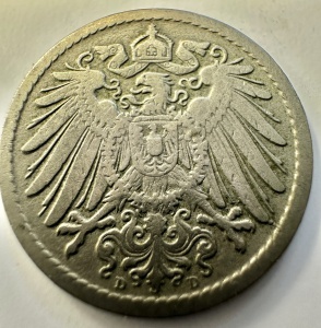 IMPERIUL GERMAN - WILHELM II - 5 PFENNING 1899 - Img 2