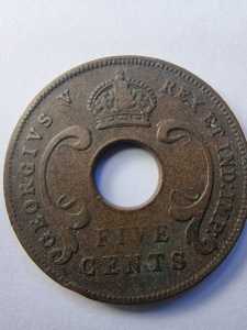 Moneda 5 Cents, East Africa, 1925 - Colonii Britanice - Img 2