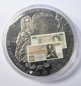 Monedă Comemorativă „British Banknote” – £50 Sir Christopher Wren