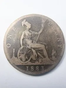 Moneda Regatul Unit - Victoria - 1 Penny 1883 - Img 2