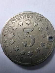 Moneda USA - 5 Cents – Shield 1867 ( gaurita ) - Img 2