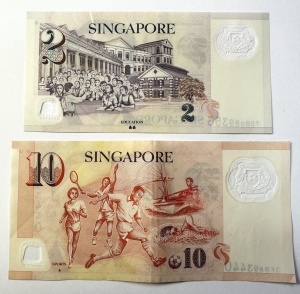 Set Bancnote - Singapore - 2/10 Dollars - Polimer - Img 2