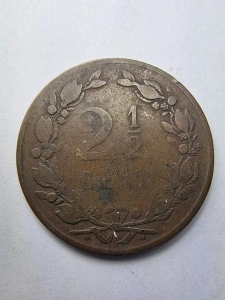 🪙 2½ Centi Olanda – 1877 – Regele Willem al III-lea
