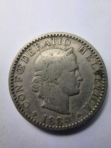 20 Rappen Elveția 1884 – Confederația Elvețiană - Img 1
