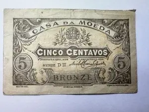 Bancnota - Portugalia – 5 Centavos 1918, Casa da Moeda