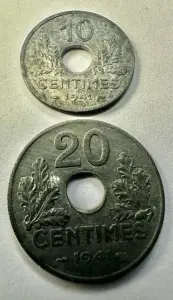 FRANTA - OCUPATIE GERMANA - 10/20 CENTIME 1941