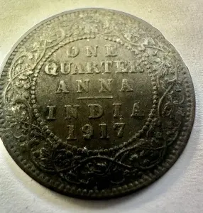 INDIA BRITANICA - GEORGE V - ONE QUARTER ANNA 1917