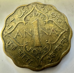 INDIA BRITANICA - GEORGE VI - 1 ANNA 1943